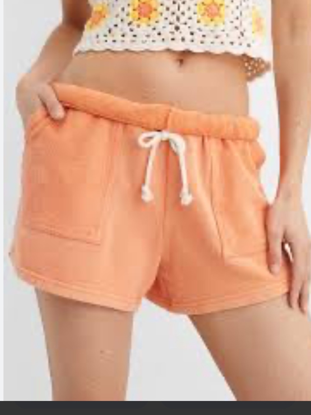 aerie Peach Drawstring Terry Lounge Shorts